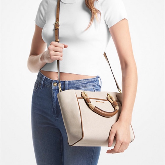 Talia Small Cotton Canvas Tote Bag brand new-Michael Kors Brand - Picture 2 of 3